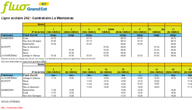 Collège : modification des horaires des transports scolaires